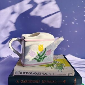 Vintage 1980s Ceramic Tulips Teleflora Plant Watering Pitcher